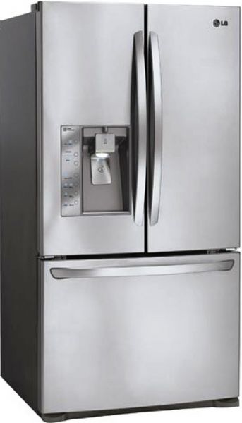 LG LFX25991ST Counter-Depth French Door Refrigerator with Spill Protector Glass Shelves, 16.7 Cu. Ft. Refrigerator, 7.8 Cu. Ft. Freezer, 24.6 Cu. Ft. Total, Energy Star/CEE Tier 1 Energy Rating, Pull Drawer, Freezer Door Type, Compact Filter LT700P Water Filtration System, SmoothTouch Control/White LED Display Type, Electronic LED Temperature Controls, 10 Temperature Sensors, UPC 048231784306 (LFX25991ST LFX-25991-ST LFX 25991 ST)